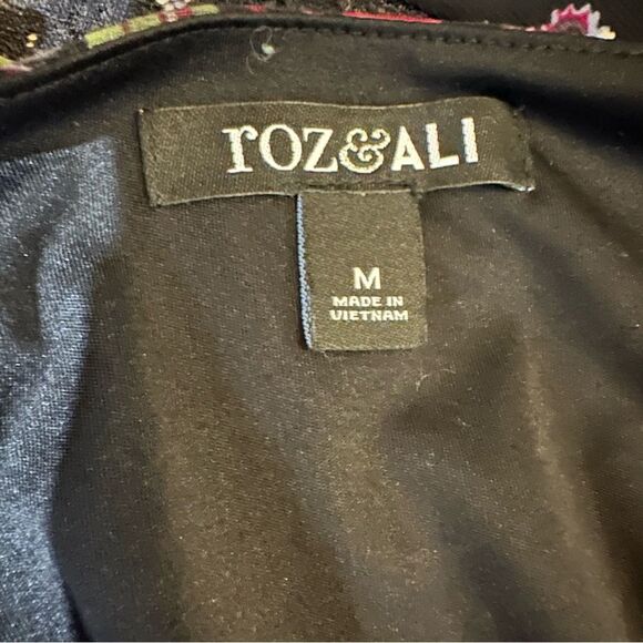 Roz & Ali Black Floral Midi Dress Size Medium - Picture 13 of 13